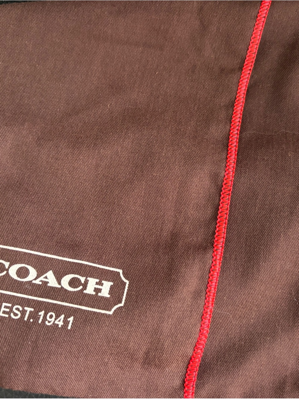 Coach Brown Dust Bag with Red Trim